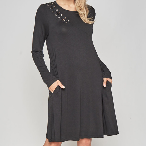 Dresses & Skirts - LONG SLEEVE ROUND NECK LACE UP @LAST TWO
